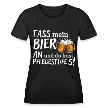 Fass mein Bier an und du hast Pflegestufe 5! Sauf - Frauen Funktions-T-Shirt - Schwarz - Vorne - AI Model Female 172 light (172cm)