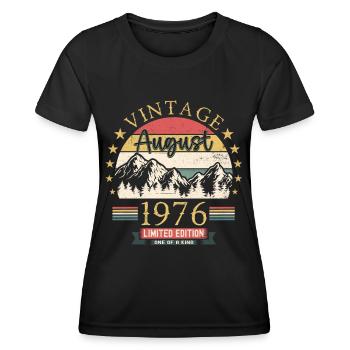 Original August Vintage 1976 Birthday Gift - Women's Functional T-Shirt - black - Front - AI Model Female 172 light (172cm)