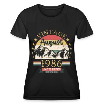 Original August Vintage 1986 Birthday Gift - Women's Functional T-Shirt - black - Front - AI Model Female 172 light (172cm)
