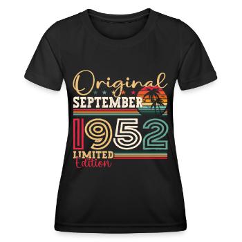 Original September Vintage 1952 Birthday Funny - Women's Functional T-Shirt - black - Front - AI Model Female 172 light (172cm)