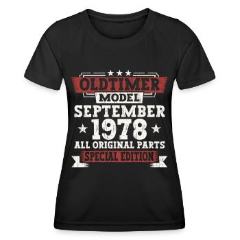Oldtimer Septembre 1978 Cadeau de 44e anniversaire - T-shirt sport Femme - noir - Devant - AI Model Female 172 light (172cm)