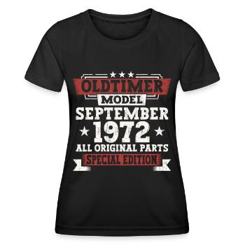 Oldtimer Septembre 1972 50e anniversaire Cadeau - T-shirt sport Femme - noir - Devant - AI Model Female 172 light (172cm)
