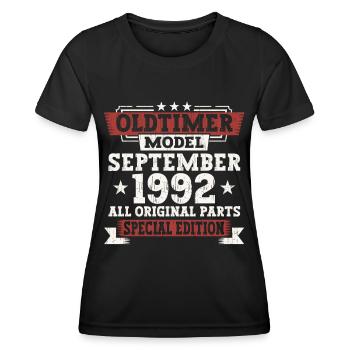 Oldtimer Septembre 1992 Cadeau de 30e anniversaire - T-shirt sport Femme - noir - Devant - AI Model Female 172 light (172cm)