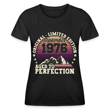 Original September 1976 46th Birthday Gift - Women's Functional T-Shirt - black - Front - AI Model Female 172 light (172cm)