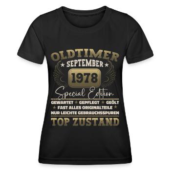 Oldtimer Septembre 1978 44ème anniversaire Geschen - T-shirt sport Femme - noir - Devant - AI Model Female 172 light (172cm)