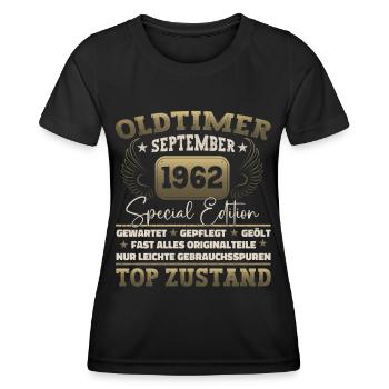 Oldtimer September 1962 60th birthday Geschen - Women's Functional T-Shirt - black - Front - AI Model Female 172 light (172cm)