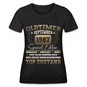 Oldtimer September 1987 35th birthday Geschen - Women's Functional T-Shirt - black - Front - AI Model Female 172 light (172cm)