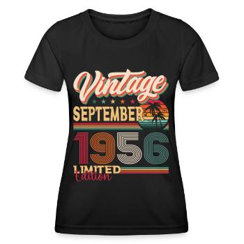 Septembre Né 1956 Cadeau du 66e anniversaire - T-shirt sport Femme - noir - Devant - AI Model Female 172 light (172cm)
