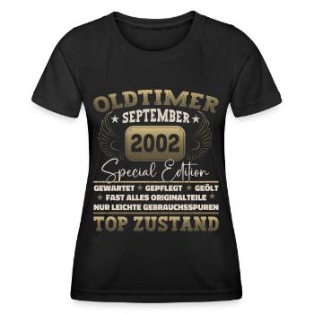 Oldtimer September 2002 20th birthday Geschen - Women's Functional T-Shirt - black - Front - AI Model Female 172 light (172cm)