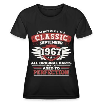 Né en 1967 Cadeau d’anniversaire Hommes Septembre - T-shirt sport Femme - noir - Devant - AI Model Female 172 light (172cm)