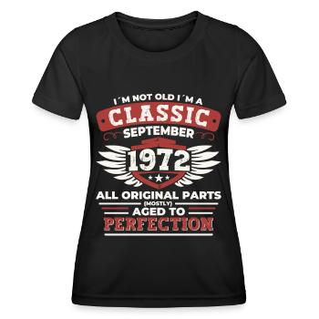Né en 1972 Cadeau d’anniversaire Hommes Septembre - T-shirt sport Femme - noir - Devant - AI Model Female 172 light (172cm)