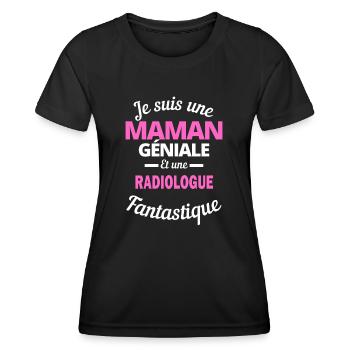 Je suis une Maman géniale Et une radiologue - T-shirt sport Femme - noir - Devant - AI Model Female 172 light (172cm)