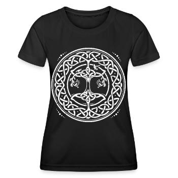 Yggdrasil - Wikinger Shirt - Frauen Funktions-T-Shirt - Schwarz - Vorne - AI Model Female 172 light (172cm)