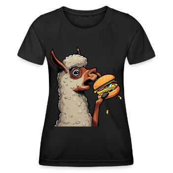 Lama mangeur de cheeseburger - T-shirt sport Femme - noir - Devant - AI Model Female 172 light (172cm)