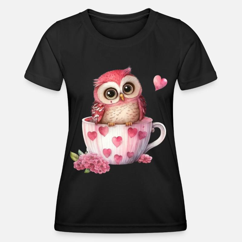 Eule Eulen - Frauen Funktions-T-Shirt - Schwarz