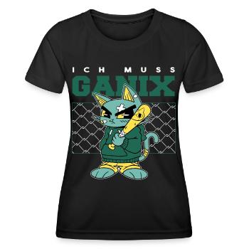 Je dois ganix ! - Dicton serein - T-shirt sport Femme - noir - Devant - AI Model Female 172 light (172cm)