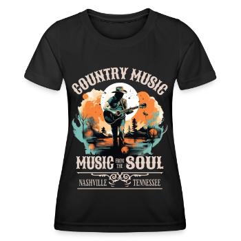 Country Musik Gitarre Gitarrist Sänger Vintage - Frauen Funktions-T-Shirt - Schwarz - Vorne - AI Model Female 172 light (172cm)