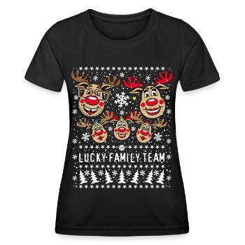 101 LUCKY FAMILY TEAM Papa Mama 3 Kinder Winter - Frauen Funktions-T-Shirt - Schwarz - Vorne - AI Model Female 172 light (172cm)