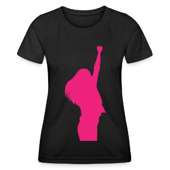 Femme fille victoire pose - T-shirt sport Femme - noir - Devant - AI Model Female 172 light (172cm)