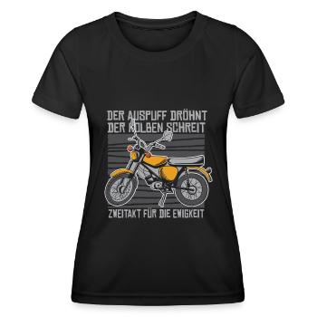 Zweitakt Ostblock Motorrad Witzig Spruch Geschenk - Frauen Funktions-T-Shirt - Schwarz - Vorne - AI Model Female 172 light (172cm)