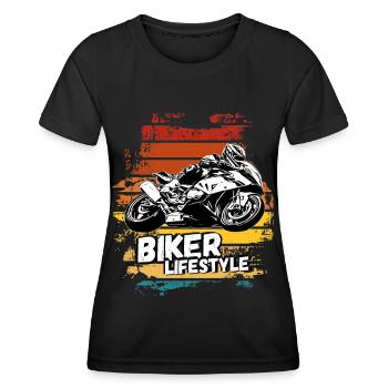 Motorcycle Lifestyle / Motorcycle / Motorcyclebiker - Women's Functional T-Shirt - black - Front - AI Model Female 172 light (172cm)