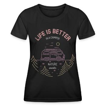 Camping Camping Caravanes Camping - T-shirt sport Femme - noir - Devant - AI Model Female 172 light (172cm)