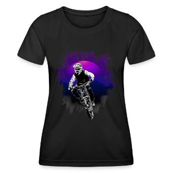 Mountain Biker / MTB Downhill Fahrrad geschenk - Frauen Funktions-T-Shirt - Schwarz - Vorne - AI Model Female 172 light (172cm)