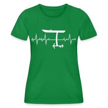Wing Foiling Heartbeat Funny - Women's Functional T-Shirt - kelly green - Front - AI Model Female 172 dark (172cm)