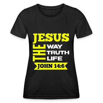 Jésus, Jésus, Jésus chrétien chrétien chrétien chrétien - T-shirt sport Femme - noir - Devant - AI Model Female 172 light (172cm)