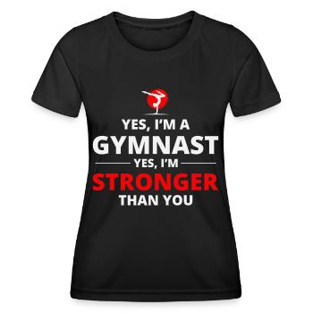Gymnastique Gymnaste Backflip Tumbling Acrobaties - T-shirt sport Femme - noir - Devant - AI Model Female 172 light (172cm)