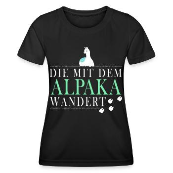 Die mit dem Alpaka wandert - Frauen Funktions-T-Shirt - Schwarz - Vorne - AI Model Female 172 light (172cm)