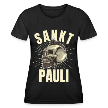 St Pauli. Éventail St pauli Éventail Paulianer Hamburger - T-shirt sport Femme - noir - Devant - AI Model Female 172 light (172cm)