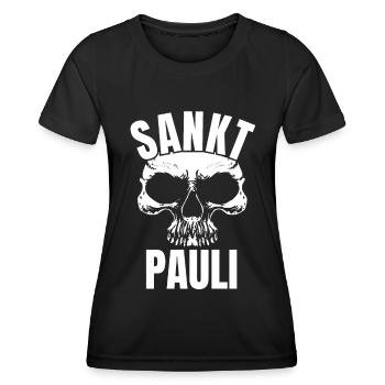 St Pauli. Éventail St pauli Éventail Paulianer Hamburger - T-shirt sport Femme - noir - Devant - AI Model Female 172 light (172cm)