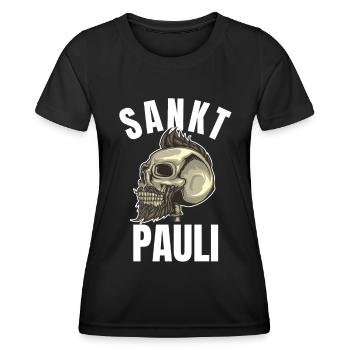 St Pauli. Éventail St pauli Éventail Paulianer Hamburger - T-shirt sport Femme - noir - Devant - AI Model Female 172 light (172cm)