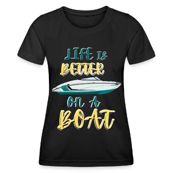Boot Regatta . Motorboot Motoryacht . Yacht Segeln - Frauen Funktions-T-Shirt - Schwarz - Vorne - AI Model Female 172 light (172cm)
