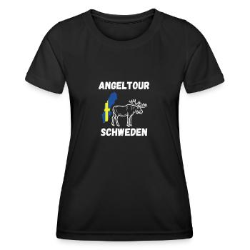Angeln Schweden Angel - Frauen Funktions-T-Shirt - Schwarz - Vorne - AI Model Female 172 light (172cm)