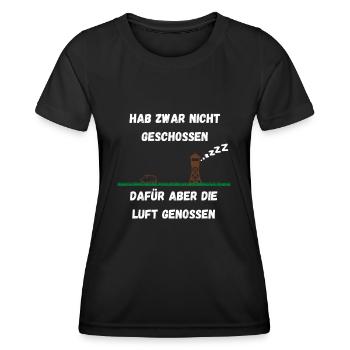 Jagen Genossen Geschossen - Frauen Funktions-T-Shirt - Schwarz - Vorne - AI Model Female 172 light (172cm)