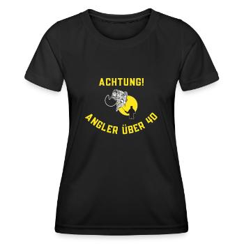 Angler Ü40 Angel - Frauen Funktions-T-Shirt - Schwarz - Vorne - AI Model Female 172 light (172cm)
