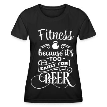 Fitness Beer - Funny Fitness Sport Saying - Women's Functional T-Shirt - black - Front - AI Model Female 172 light (172cm)