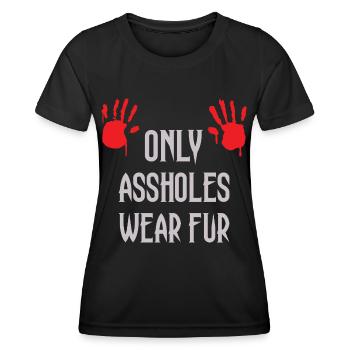 Seuls les connards portent de la fourrure - T-shirt sport Femme - noir - Devant - AI Model Female 172 light (172cm)
