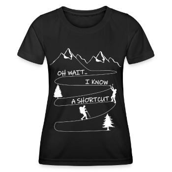 Hiking - Mountaineering - I know a shortcut - Women's Functional T-Shirt - black - Front - AI Model Female 172 light (172cm)