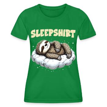 Sloth Sleepshirt Chilling Morning Grouch - Women's Functional T-Shirt - kelly green - Front - AI Model Female 172 dark (172cm)