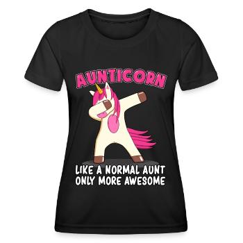 Aunticorn Aunt Patentante Dabbing Unicorn Unicorn Unicorn - Women's Functional T-Shirt - black - Front - AI Model Female 172 light (172cm)