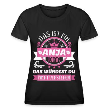 Anja Name Vorname Namenstag Namensgeschenk - Frauen Funktions-T-Shirt - Schwarz - Vorne - AI Model Female 172 light (172cm)