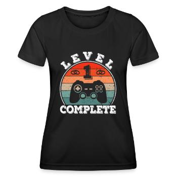 1 Jahr Ehe verheiratet Gamer 1. Hochzeitstag - Frauen Funktions-T-Shirt - Schwarz - Vorne - AI Model Female 172 light (172cm)