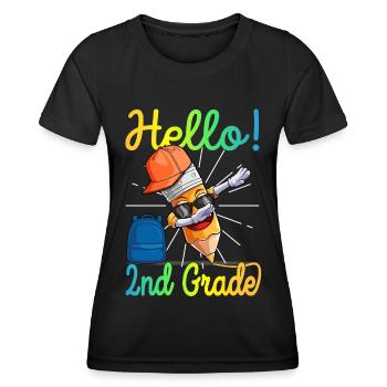2ème année primaire primaire crayon - T-shirt sport Femme - noir - Devant - AI Model Female 172 light (172cm)