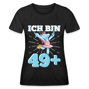 50. Geburtstag Frau 50er 50ter Ich bin 49+ plus - Frauen Funktions-T-Shirt - Schwarz - Vorne - AI Model Female 172 light (172cm)