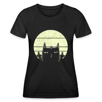 Chat grincé avec majeur rétro vintage - T-shirt sport Femme - noir - Devant - AI Model Female 172 light (172cm)