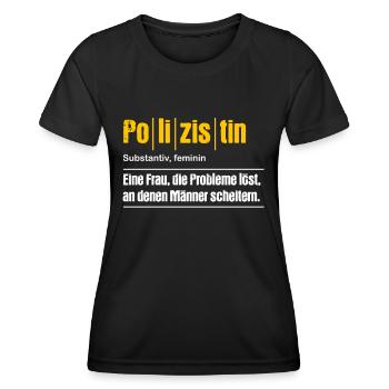 Polizistin Polizeibeamtin Polizei Polizeidienst - Frauen Funktions-T-Shirt - Schwarz - Vorne - AI Model Female 172 light (172cm)