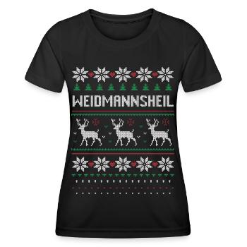 Jäger Weihnachten Geschenk Hirsch Weidmannsheil - Frauen Funktions-T-Shirt - Schwarz - Vorne - AI Model Female 172 light (172cm)